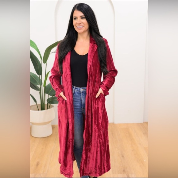 Jackets & Blazers - Velvet Longline Duster Cardigan Jacket | Size Small